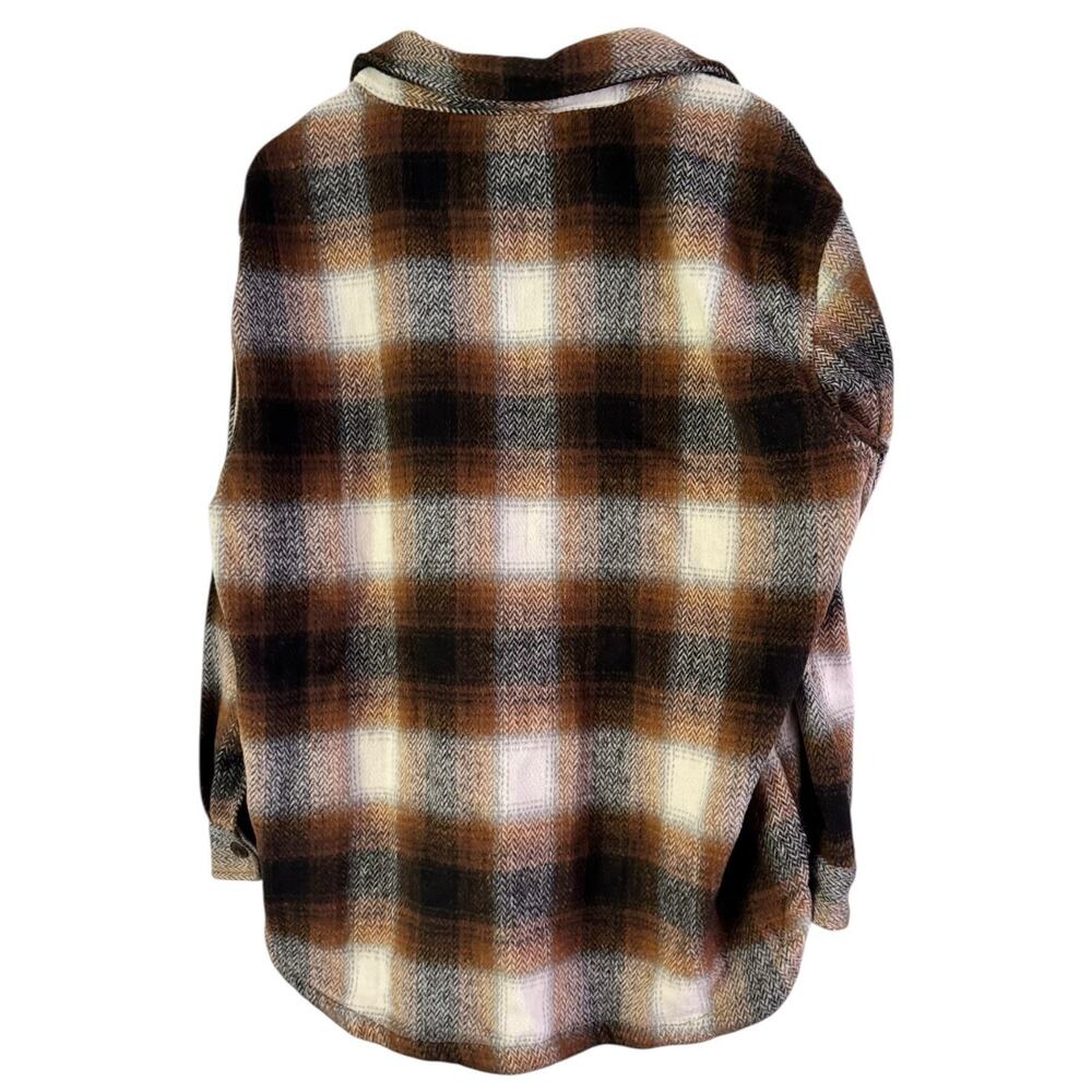 NWT Members Mark Brown Plaid Button Front Oversized Fleece Shacket Womens Small - Picture 2 of 6